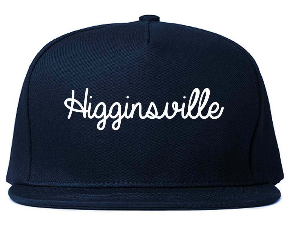 Higginsville Missouri MO Script Mens Snapback Hat Navy Blue