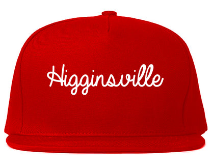 Higginsville Missouri MO Script Mens Snapback Hat Red