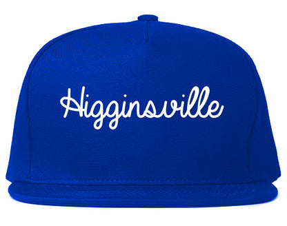 Higginsville Missouri MO Script Mens Snapback Hat Royal Blue