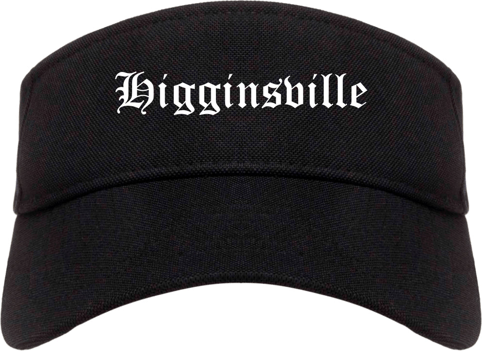 Higginsville Missouri MO Old English Mens Visor Cap Hat Black