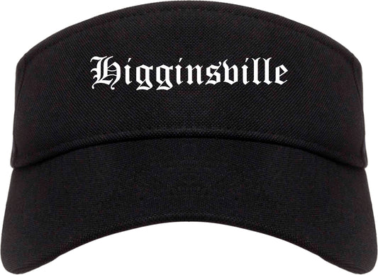 Higginsville Missouri MO Old English Mens Visor Cap Hat Black