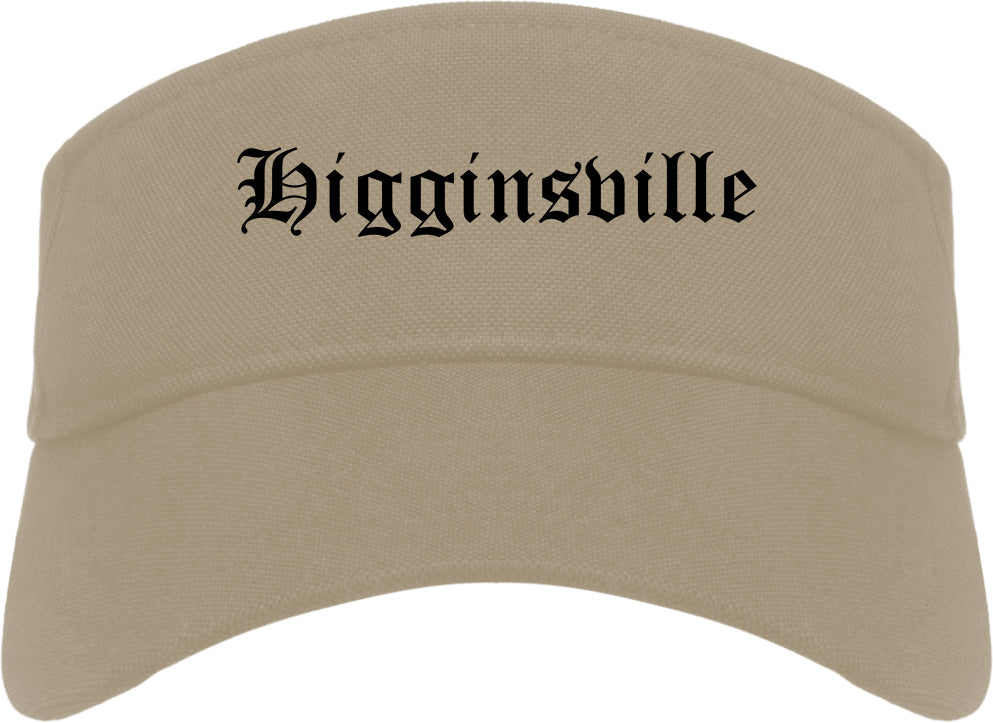 Higginsville Missouri MO Old English Mens Visor Cap Hat Khaki