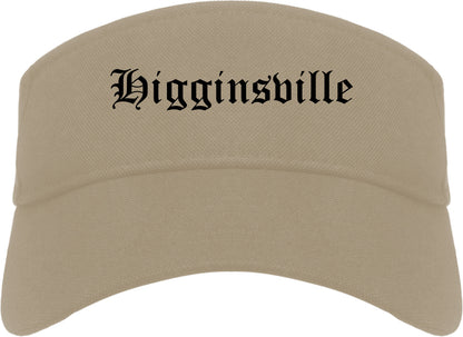 Higginsville Missouri MO Old English Mens Visor Cap Hat Khaki