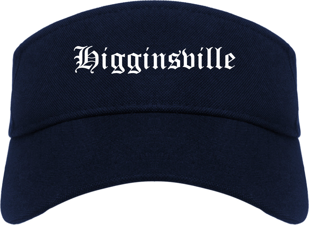 Higginsville Missouri MO Old English Mens Visor Cap Hat Navy Blue