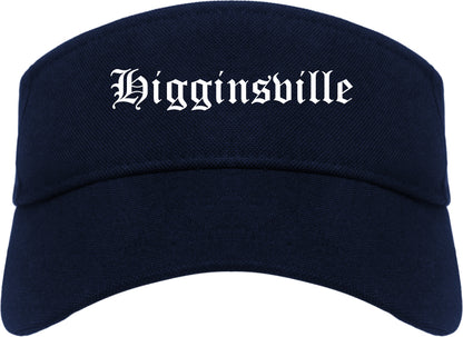 Higginsville Missouri MO Old English Mens Visor Cap Hat Navy Blue