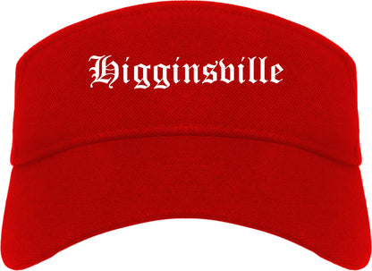 Higginsville Missouri MO Old English Mens Visor Cap Hat Red