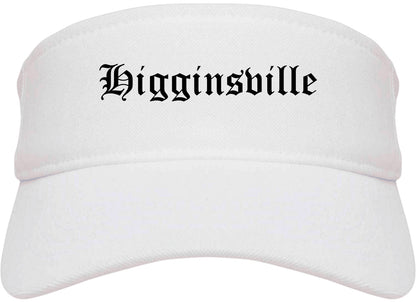 Higginsville Missouri MO Old English Mens Visor Cap Hat White
