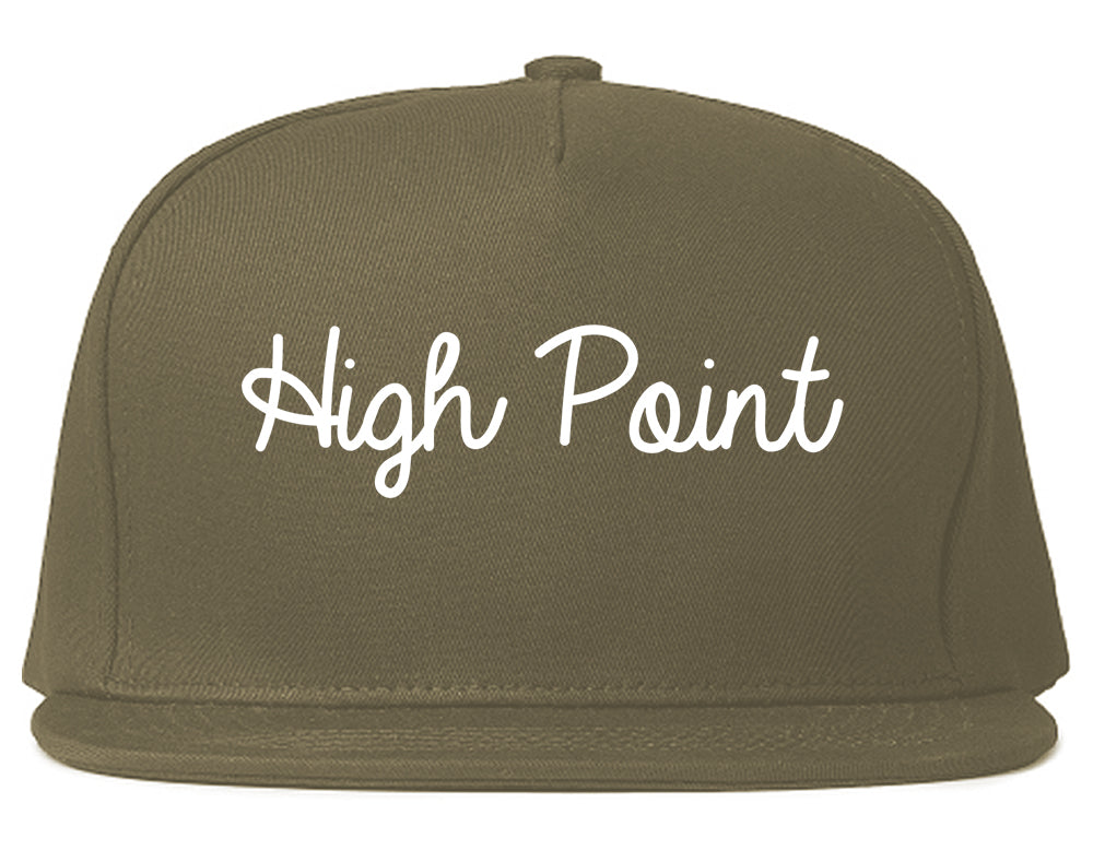 High Point North Carolina NC Script Mens Snapback Hat Grey