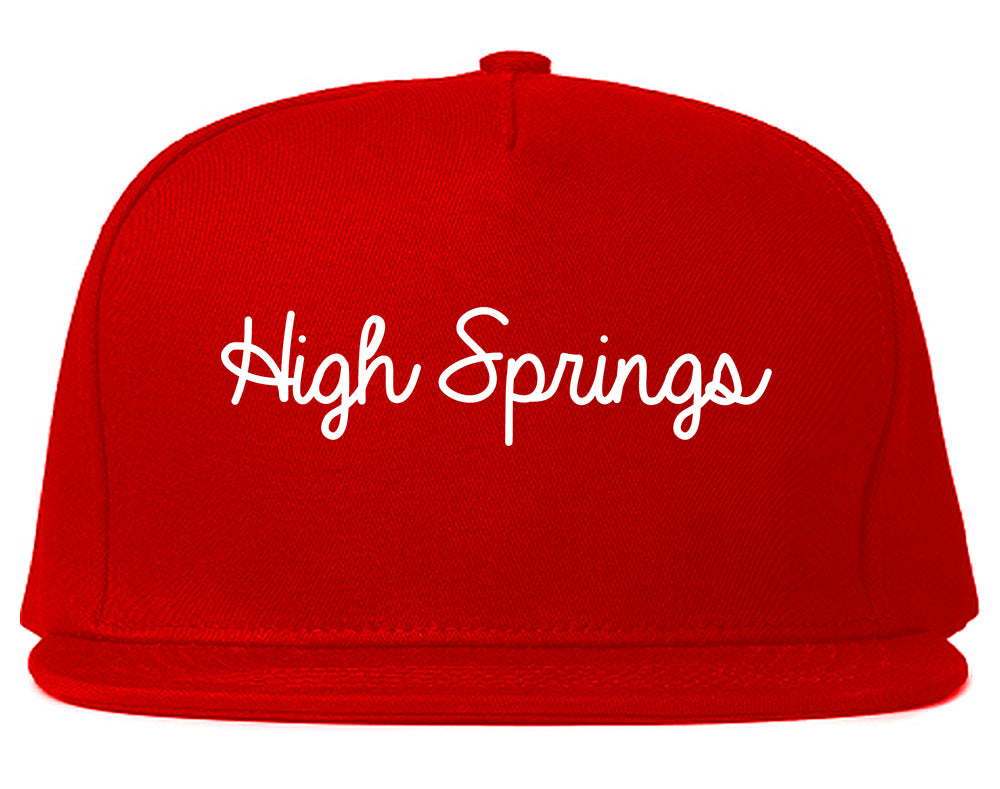 High Springs Florida FL Script Mens Snapback Hat Red