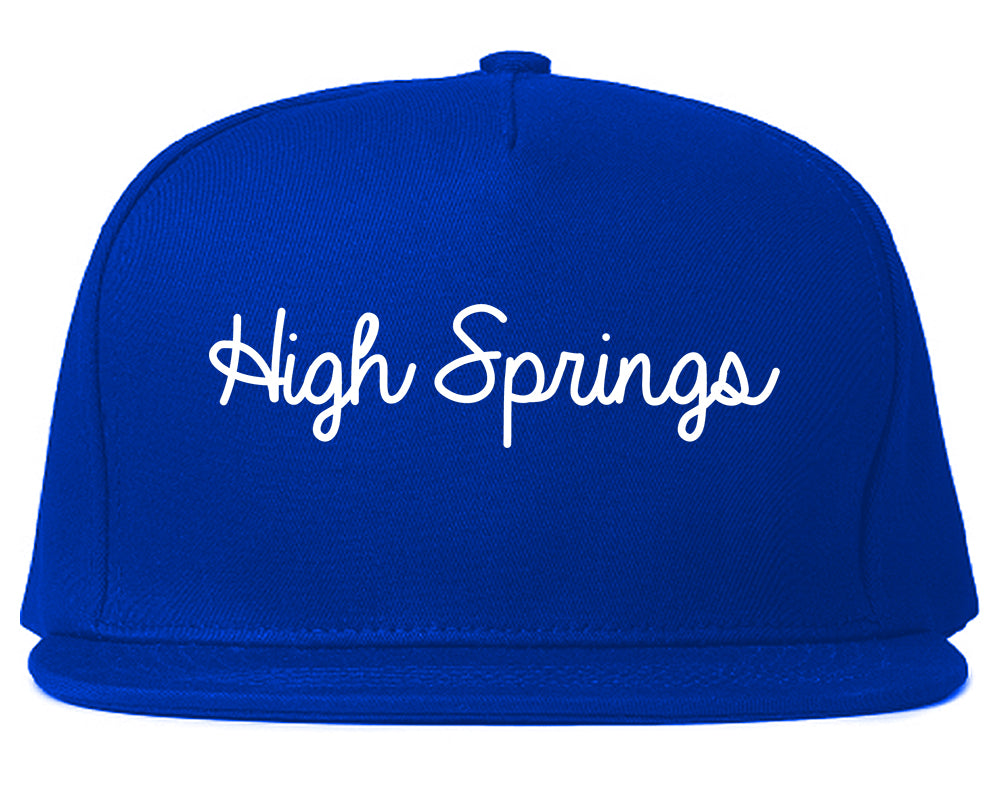 High Springs Florida FL Script Mens Snapback Hat Royal Blue