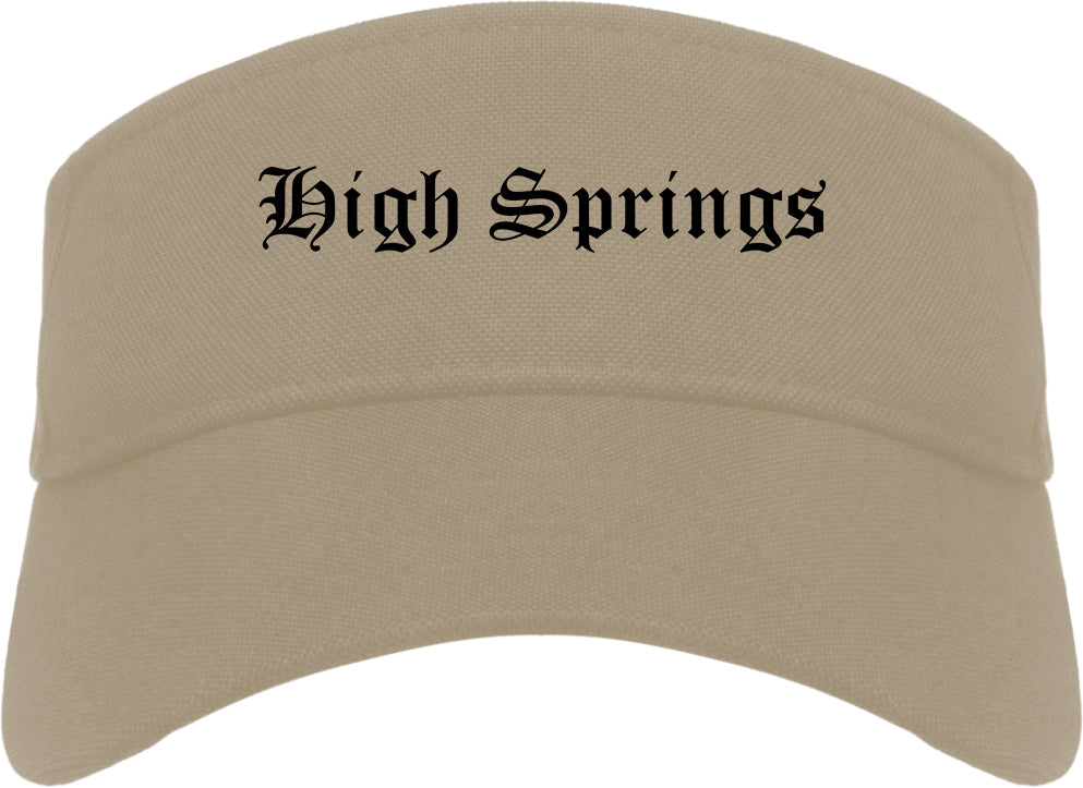 High Springs Florida FL Old English Mens Visor Cap Hat Khaki