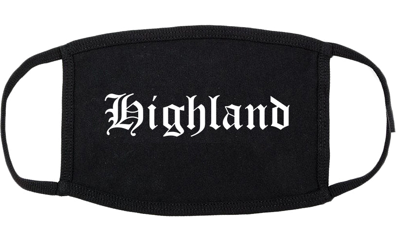 Highland California CA Old English Cotton Face Mask Black