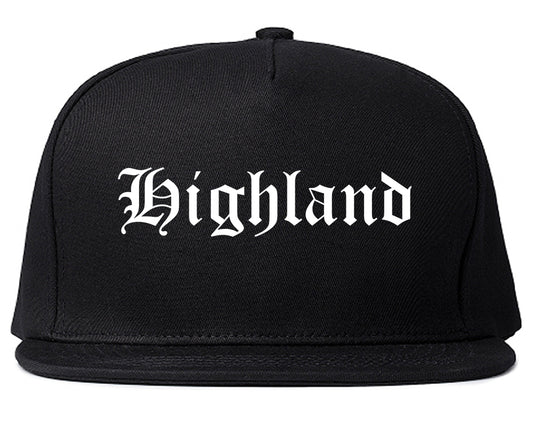 Highland California CA Old English Mens Snapback Hat Black
