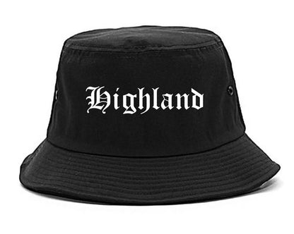 Highland California CA Old English Mens Bucket Hat Black