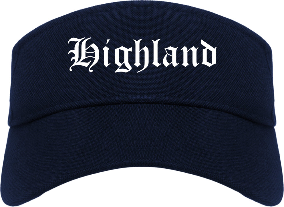 Highland California CA Old English Mens Visor Cap Hat Navy Blue