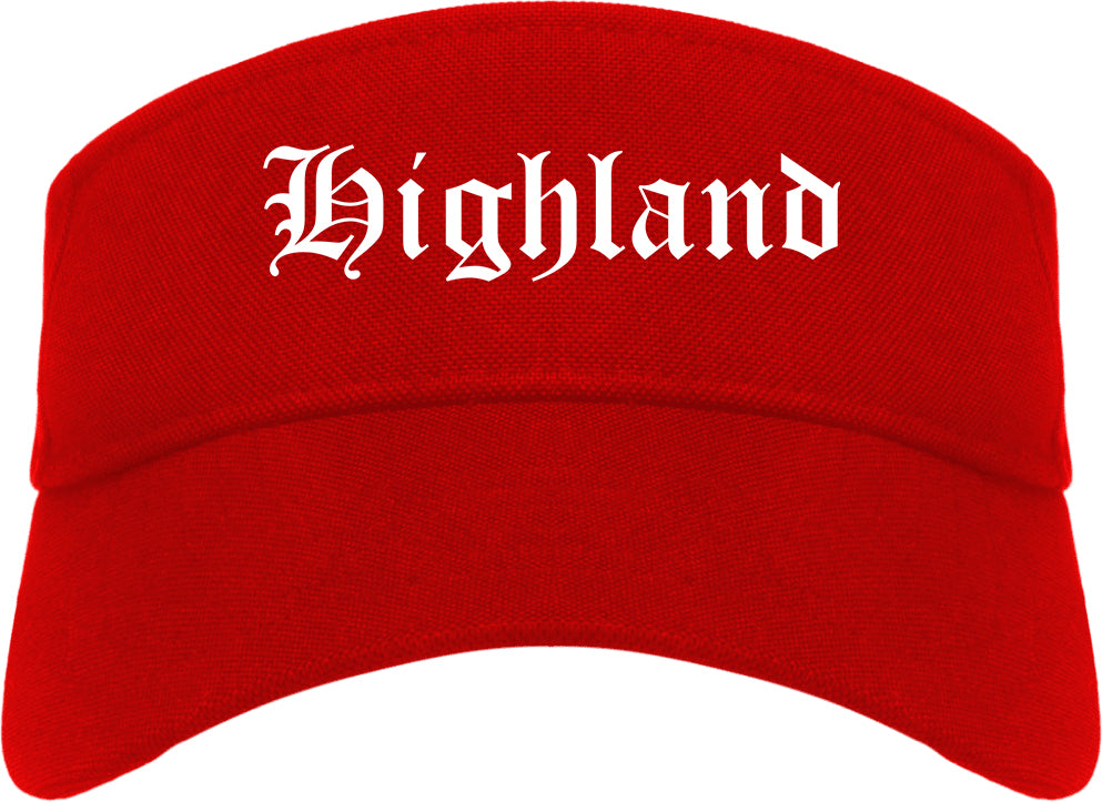 Highland California CA Old English Mens Visor Cap Hat Red