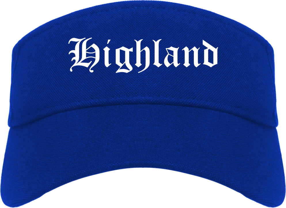 Highland California CA Old English Mens Visor Cap Hat Royal Blue