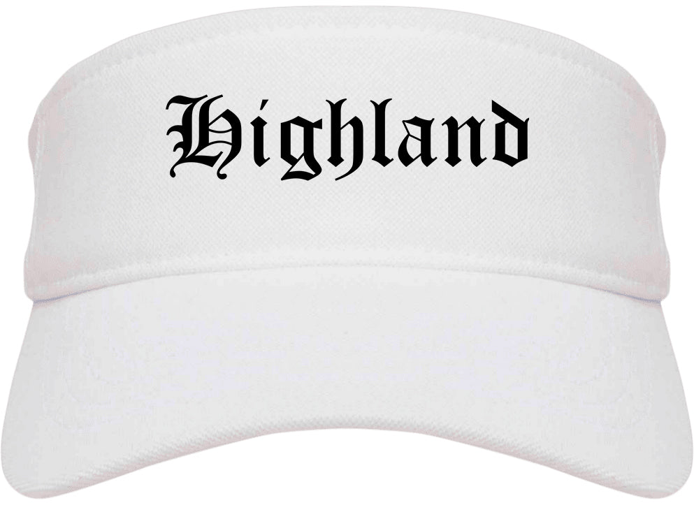 Highland California CA Old English Mens Visor Cap Hat White