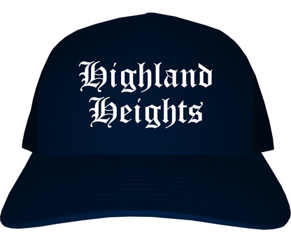 Highland Heights Kentucky KY Old English Mens Trucker Hat Cap Navy Blue