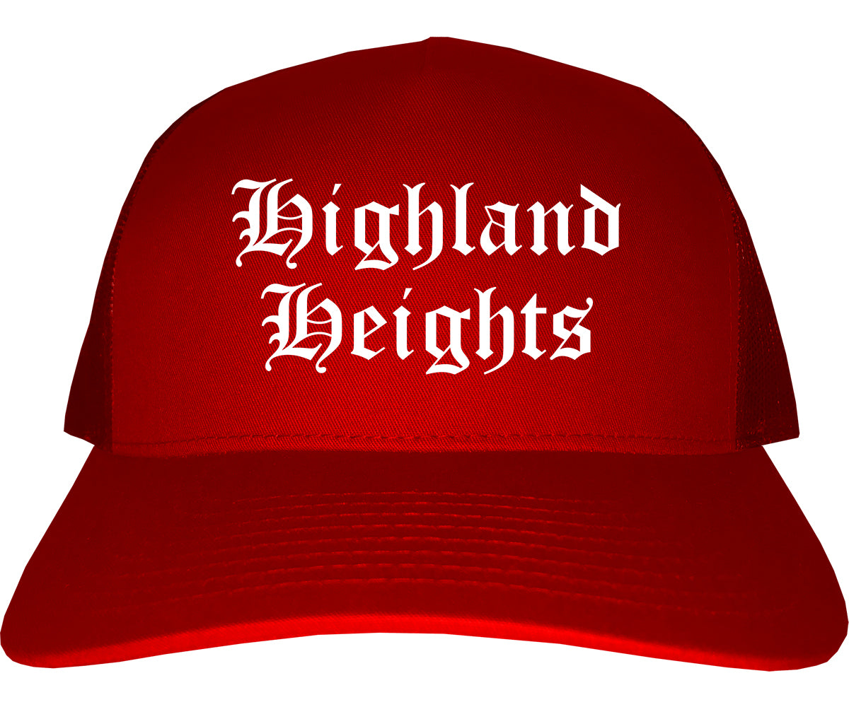 Highland Heights Kentucky KY Old English Mens Trucker Hat Cap Red