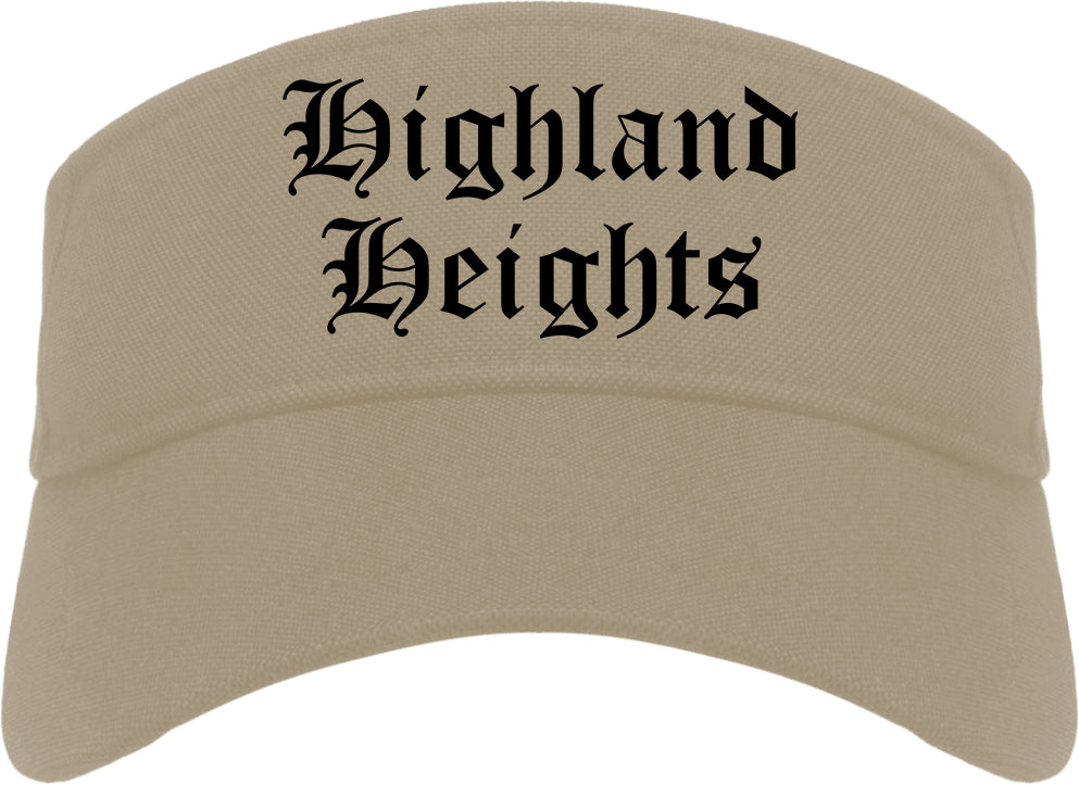 Highland Heights Kentucky KY Old English Mens Visor Cap Hat Khaki