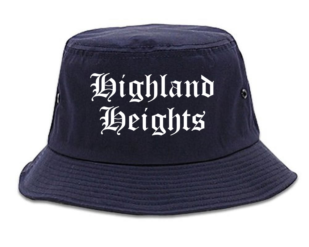 Highland Heights Ohio OH Old English Mens Bucket Hat Navy Blue