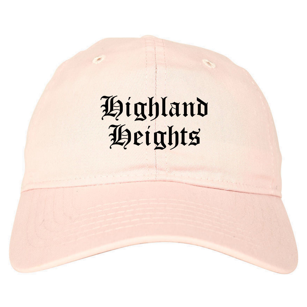 Highland Heights Ohio OH Old English Mens Dad Hat Baseball Cap Pink
