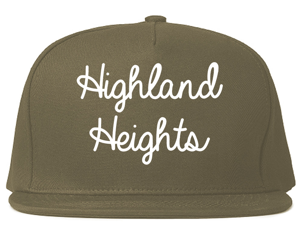 Highland Heights Ohio OH Script Mens Snapback Hat Grey