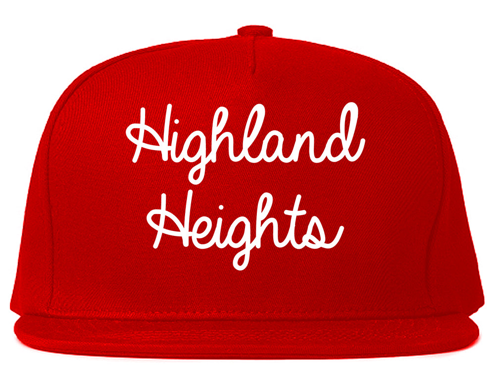 Highland Heights Ohio OH Script Mens Snapback Hat Red