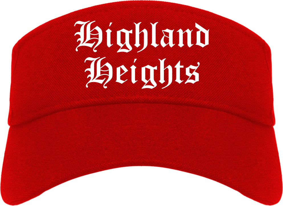 Highland Heights Ohio OH Old English Mens Visor Cap Hat Red