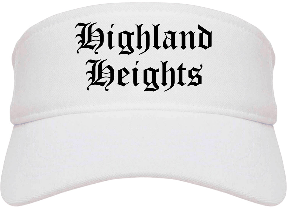 Highland Heights Ohio OH Old English Mens Visor Cap Hat White