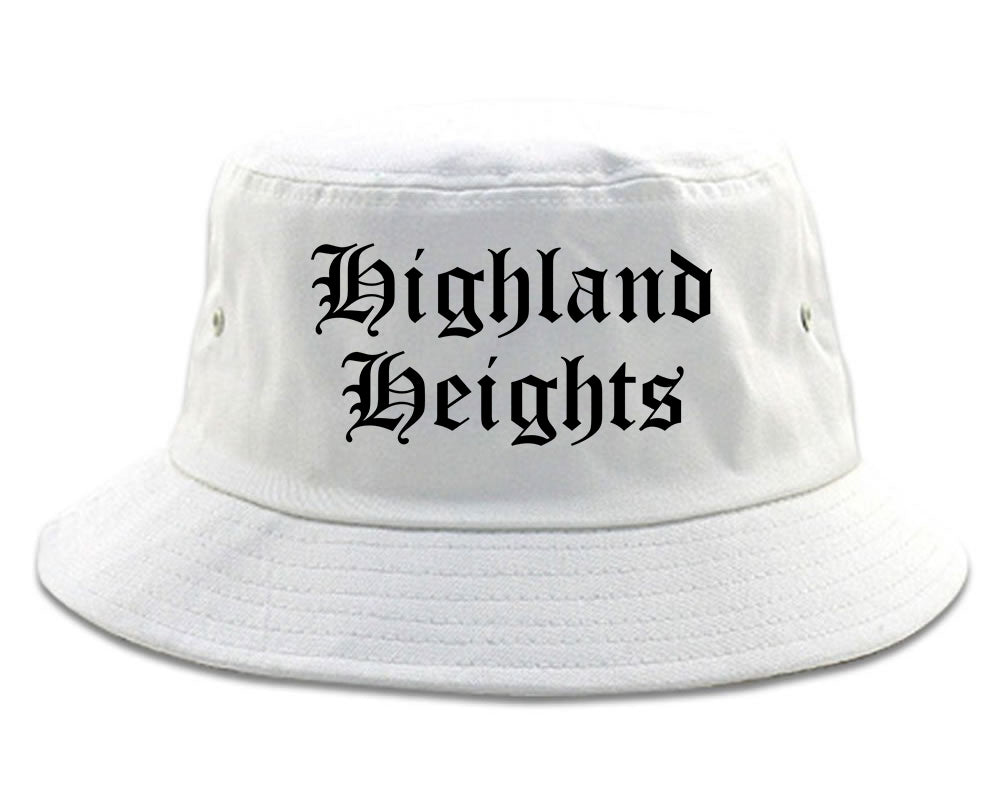 Highland Heights Ohio OH Old English Mens Bucket Hat White