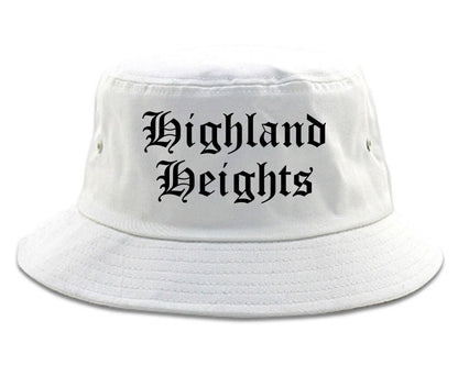 Highland Heights Ohio OH Old English Mens Bucket Hat White