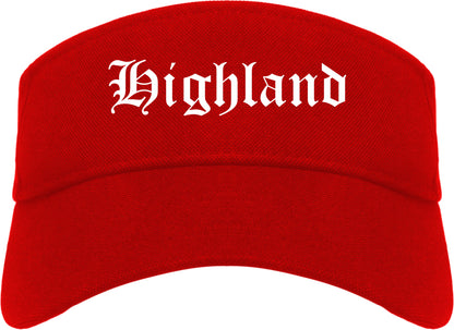 Highland Illinois IL Old English Mens Visor Cap Hat Red