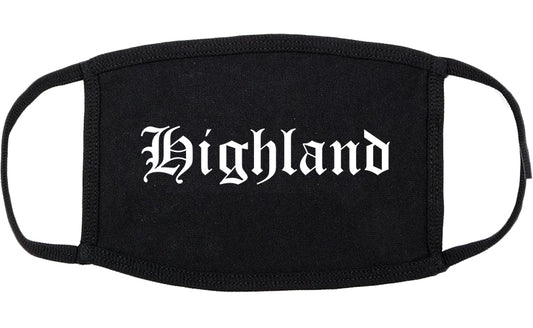 Highland Indiana IN Old English Cotton Face Mask Black