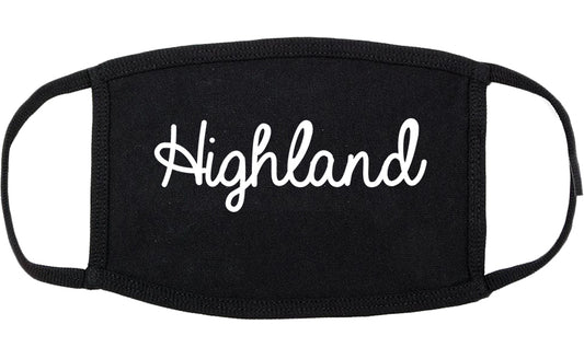 Highland Indiana IN Script Cotton Face Mask Black