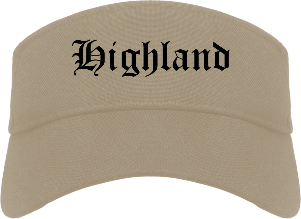 Highland Indiana IN Old English Mens Visor Cap Hat Khaki