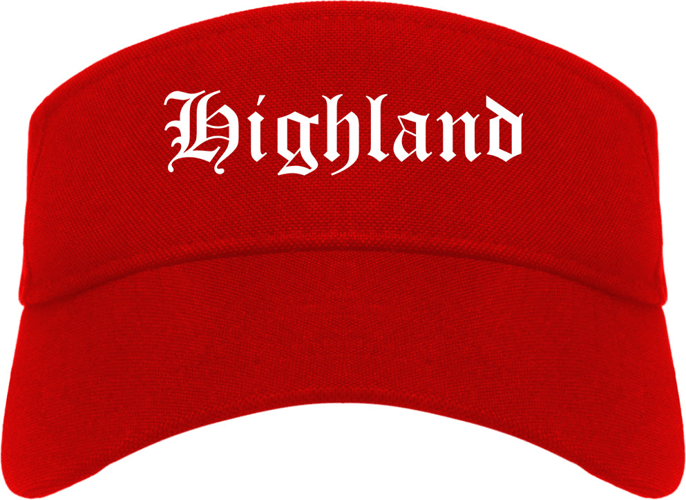 Highland Indiana IN Old English Mens Visor Cap Hat Red