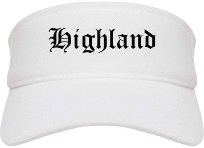 Highland Indiana IN Old English Mens Visor Cap Hat White