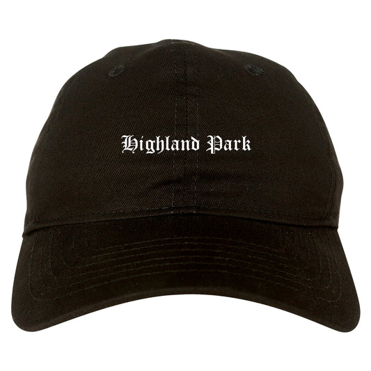 Highland Park Illinois IL Old English Mens Dad Hat Baseball Cap Black