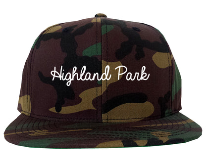 Highland Park Illinois IL Script Mens Snapback Hat Army Camo