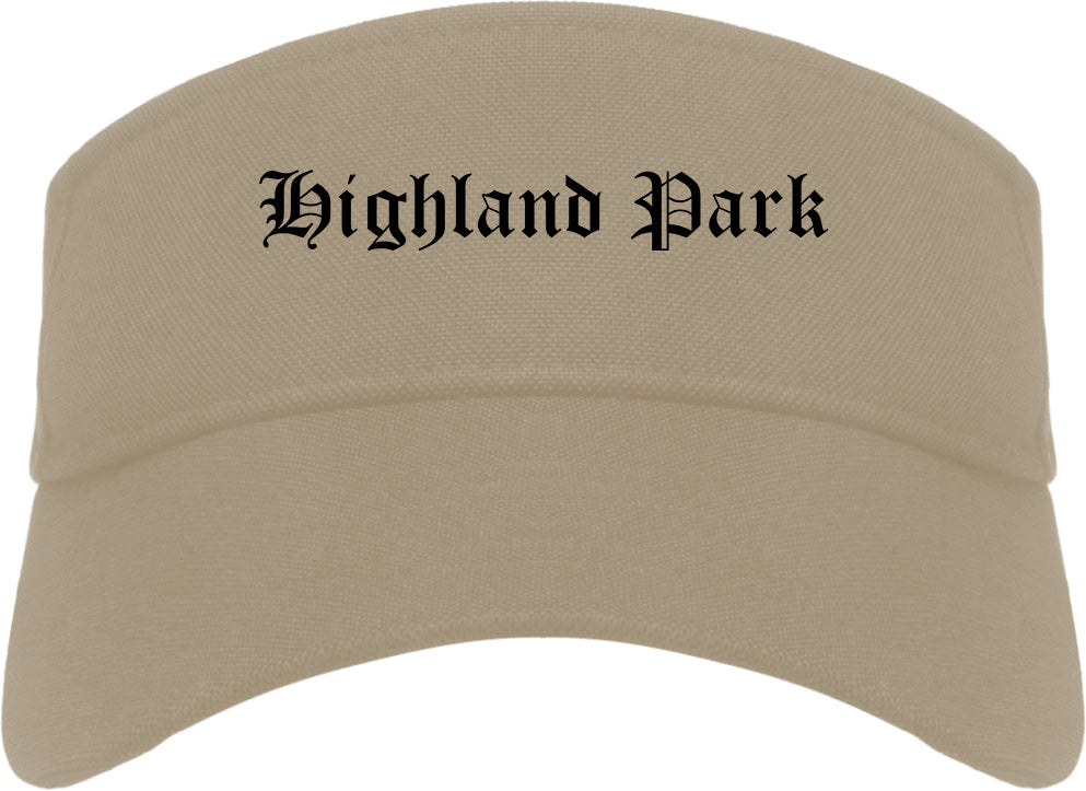 Highland Park Illinois IL Old English Mens Visor Cap Hat Khaki