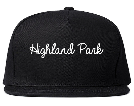 Highland Park Michigan MI Script Mens Snapback Hat Black