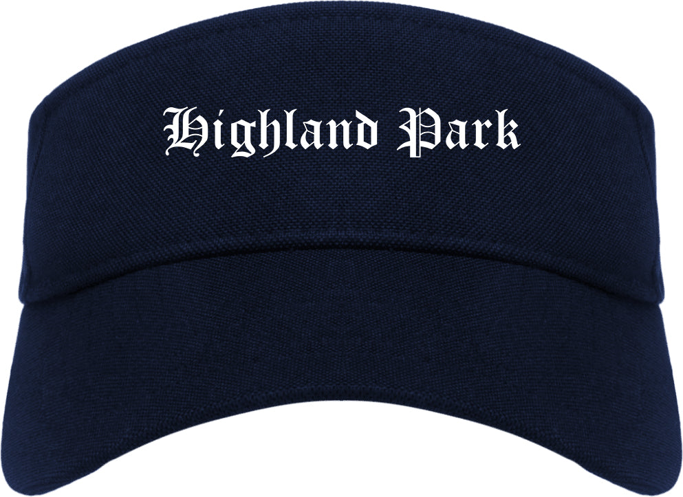 Highland Park Michigan MI Old English Mens Visor Cap Hat Navy Blue