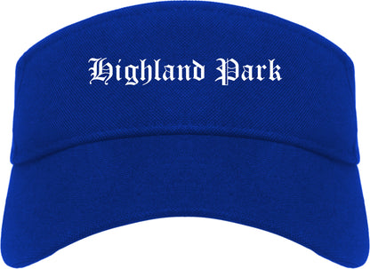 Highland Park Michigan MI Old English Mens Visor Cap Hat Royal Blue