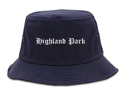 Highland Park New Jersey NJ Old English Mens Bucket Hat Navy Blue