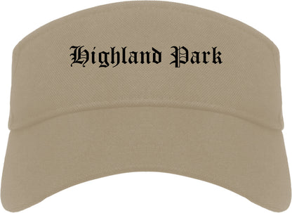 Highland Park New Jersey NJ Old English Mens Visor Cap Hat Khaki