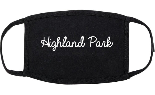 Highland Park Texas TX Script Cotton Face Mask Black