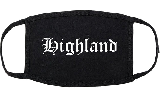 Highland Utah UT Old English Cotton Face Mask Black