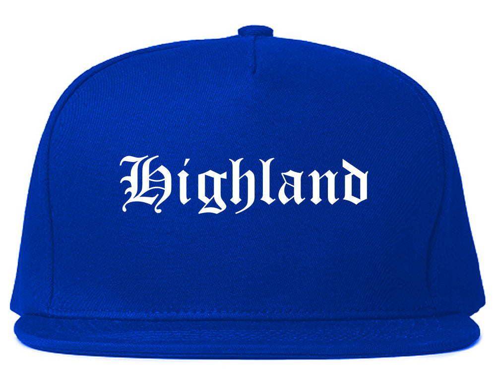 Highland Utah UT Old English Mens Snapback Hat Royal Blue